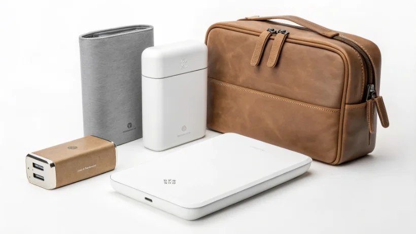 Collection of minimalist product designs with clean lines and quality materials